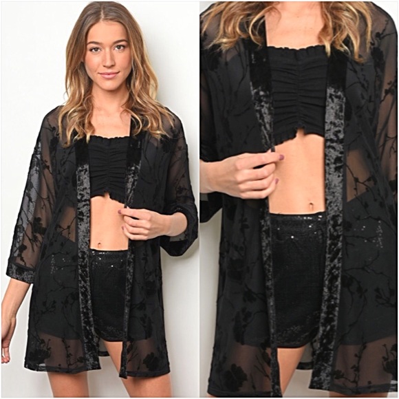 Beautiful Cardi Kimono Wrap Velvet Mesh SM - Picture 3 of 8